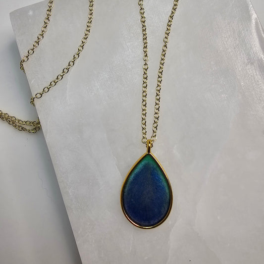 Blue & Turquoise Waterdrop Pendant Resin Necklace