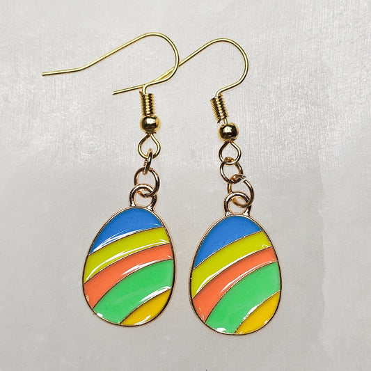 Easter Egg Dangle Earrings - Rainbow