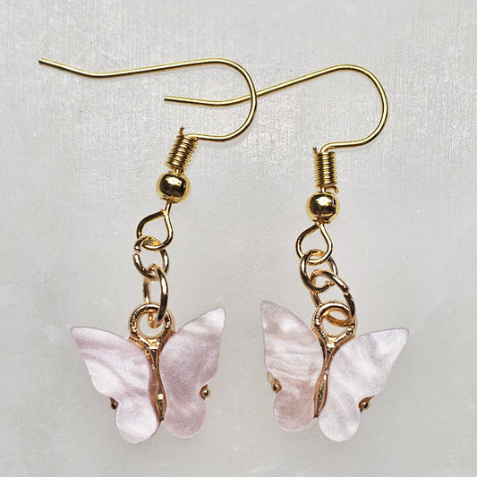Butterfly Dangle Earrings - Light Pink