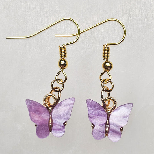 Butterfly Dangle Earrings - Purple