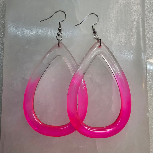 Pink Ombre Large Hoop Resin Earrings