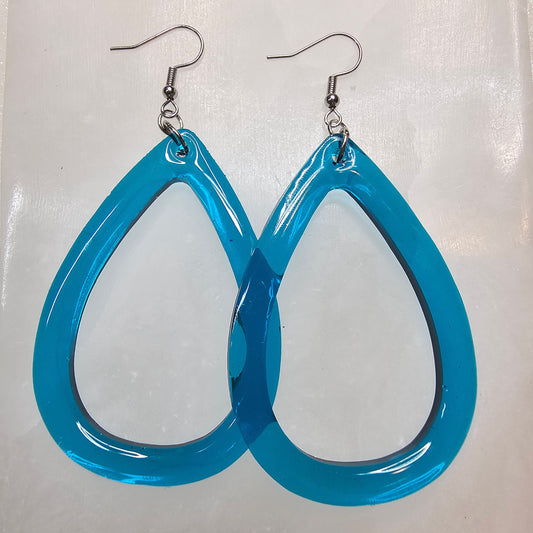 Turquoise Large Hoop Resin Earrings