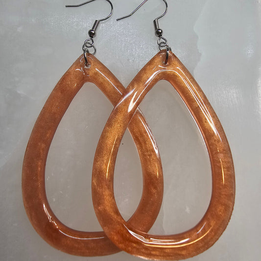 Rose Gold Large Hoop Resin Earrings